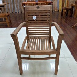 Living Room - Chairs: Open Armrest Dining Chair made of teakwood (image 1 of 1).