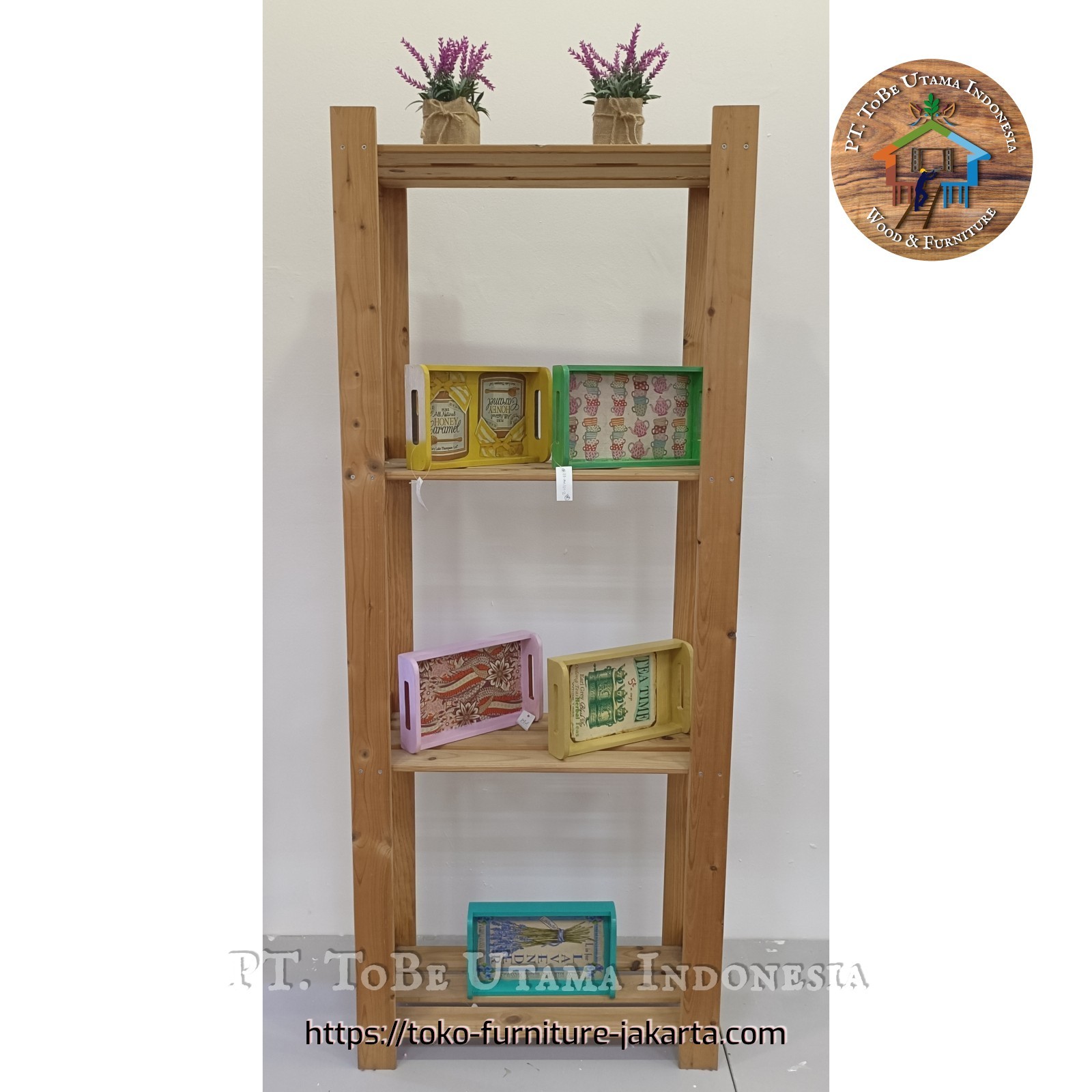 Living Room - Bookshelf: Dutch Teak Wood Rack made of mahogany wood (image 1 of 1).