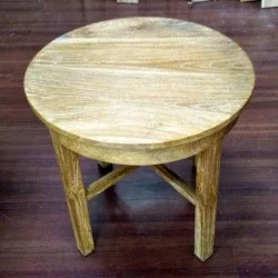 Living Room - Coffee Tables: Rustic Round Coffee Table made of teakwood (image 1 of 1).