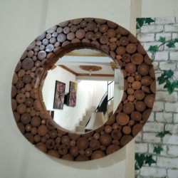 Accessories - Wooden Mirrors: Mirror Coin made of teakwood, glass (image 1 of 1).