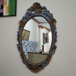 Accessories - Wooden Mirrors: Mirror Rustic Oval made of teakwood (image 1 of 1).