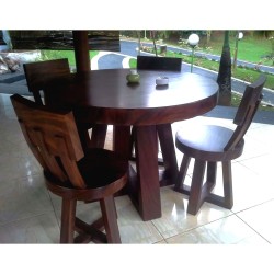 Dining Room - Dining Tables: Round Dining Table made of trembesi wood (image 4 of 4).
