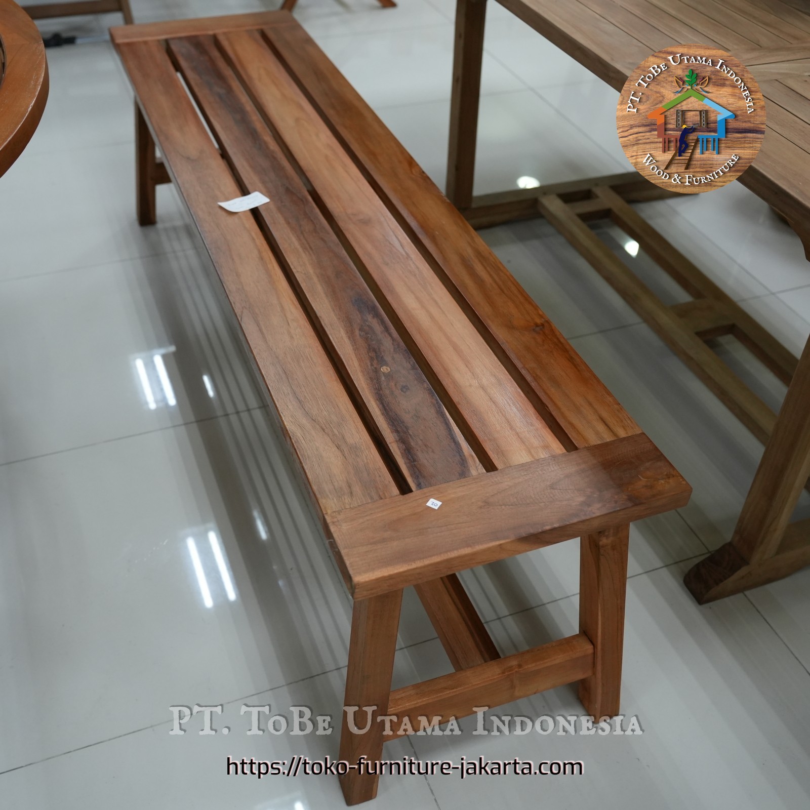 Terrace - Bench: Long Outdoor Teak Wood Bench made of teakwood (image 1 of 5).