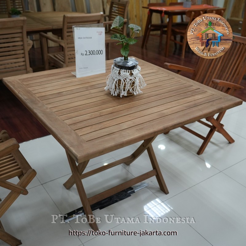 Taman - Kayu Jati: Meja Makan Lipat di buat dari kayu jati (gambar 1 dari 5).