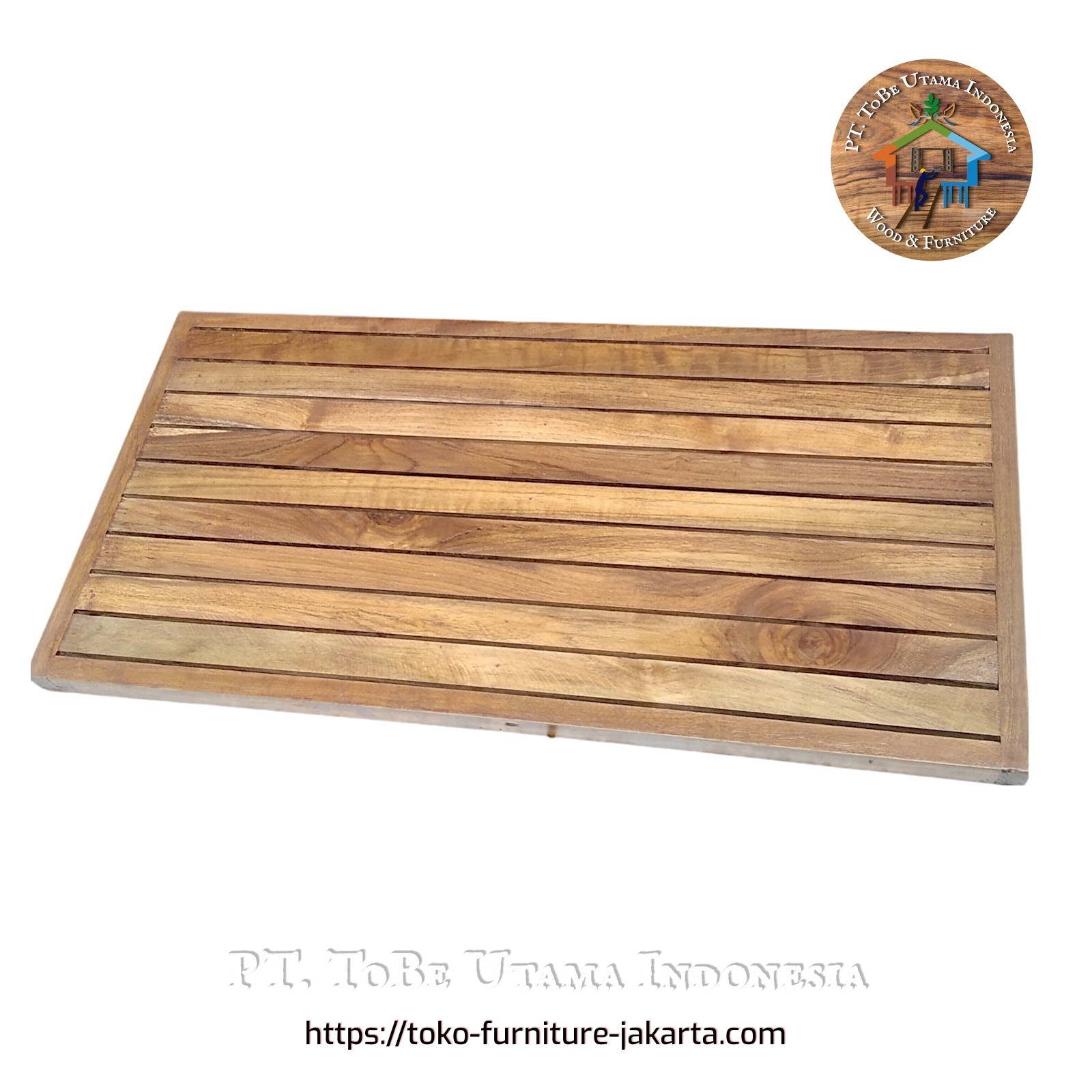 Bathroom: Portable Wooden Mat made of teakwood (image 1 of 4).