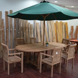 Teras - Meja: Meja makan outdoor kayu Jati oval di buat dari kayu jati (gambar 5 dari 6).
