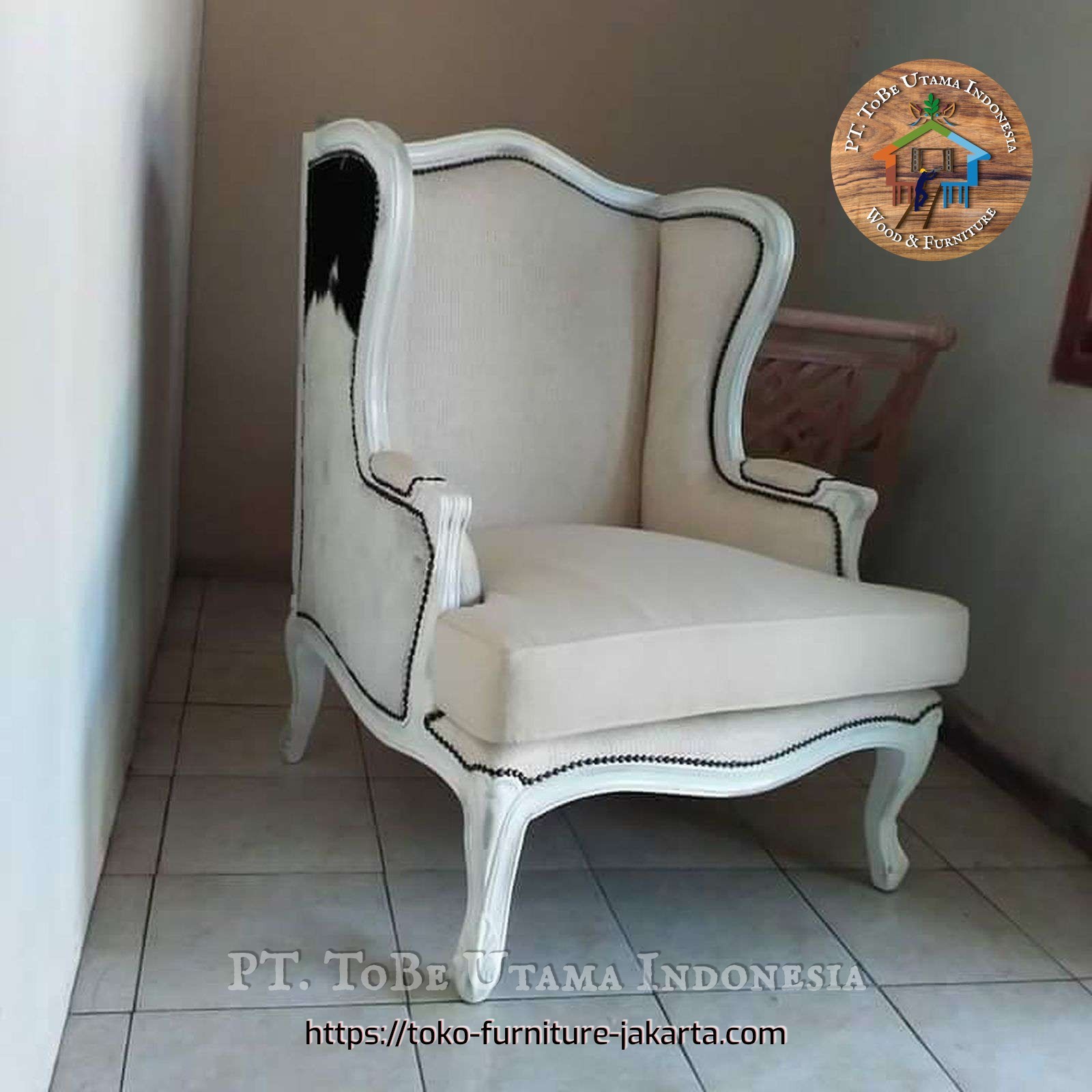 Living Room - Chairs: Sofa Jochen made of sponge, mahogany wood, fabric (image 1 of 1).
