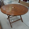 Teras - Meja: Meja Bundar Spiral di buat dari kayu jati (gambar 1 dari 8).