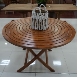 Terrace Tables: Teak Wood Round Table Garden Spiral made of teakwood (image 8 of 8).