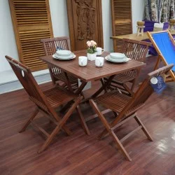 Terrace Tables: Teak Wood Square Folding Table made of teakwood (image 1 of 3).