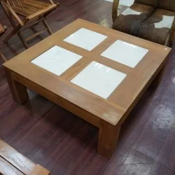 Living Room - Coffee Tables: JCT Marble Table 4 Pamulang made of teakwood, marble (image 1 of 3).