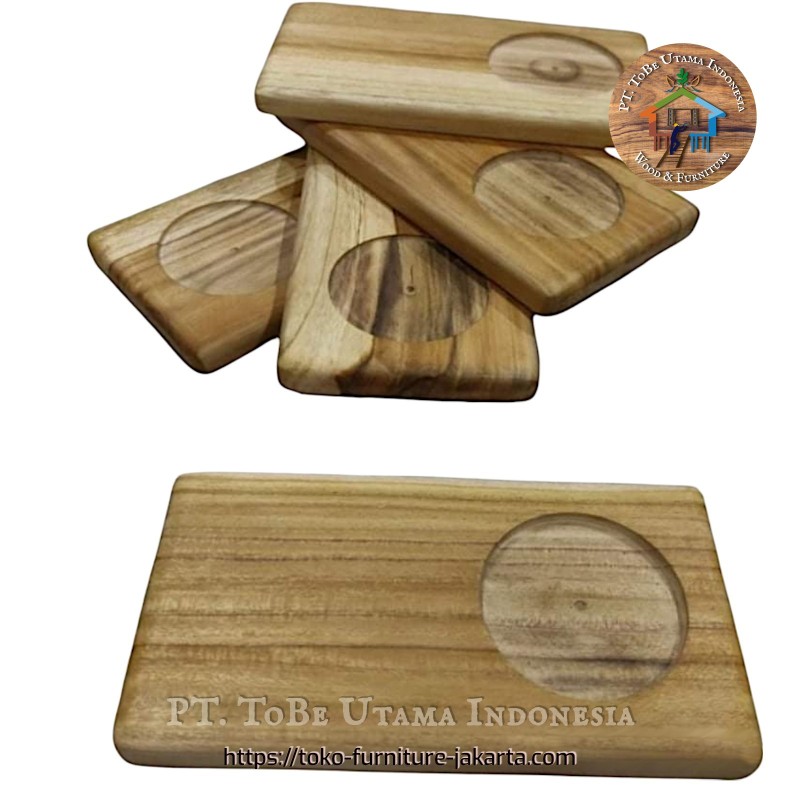 Kitchenware: Glass Coasters made of teakwood, mahogany wood (image 1 of 1).