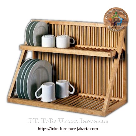 Peralatan Dapur: Rak Piring Dinding di buat dari kayu jati (gambar 1 dari 2).