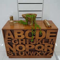 Living Room - Credenza: ABC Alphabet Teak Credenza made of teakwood (image 4 of 10).