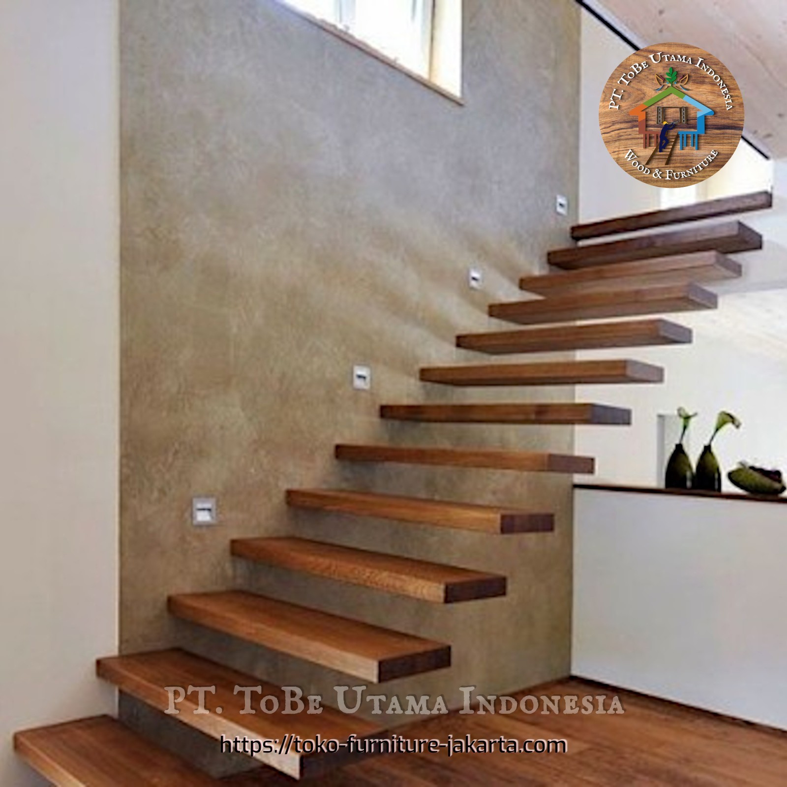 Stairs: Stair Treads made of teakwood, mahogany wood, trembesi wood (image 1 of 1).