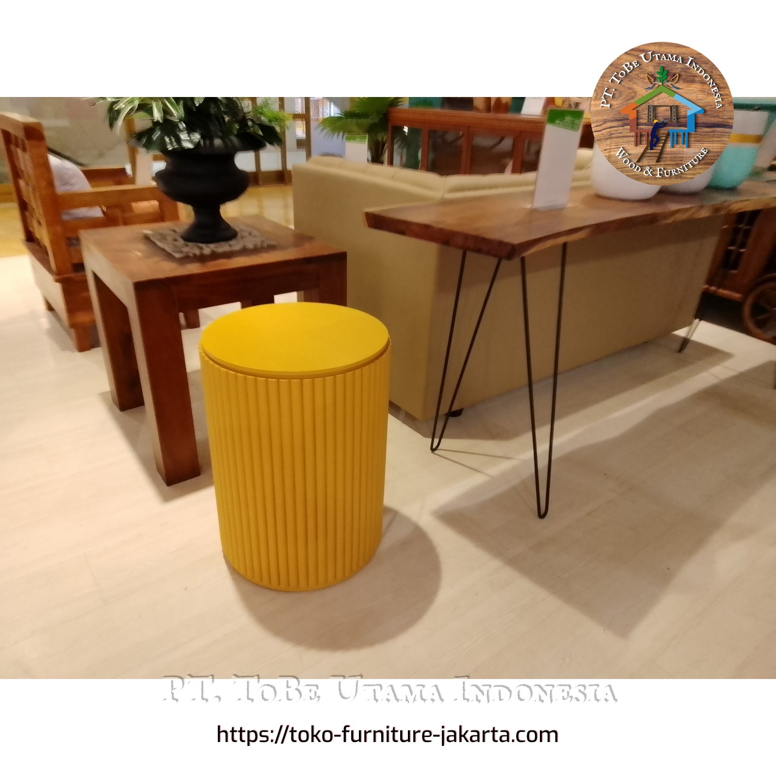 Living Room: Yellow Round Corner Table (image 1 of 1).