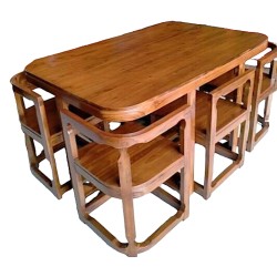 Ruang Makan: Meja Makan Kayu Jati Minimalis (gambar 1 dari 1).