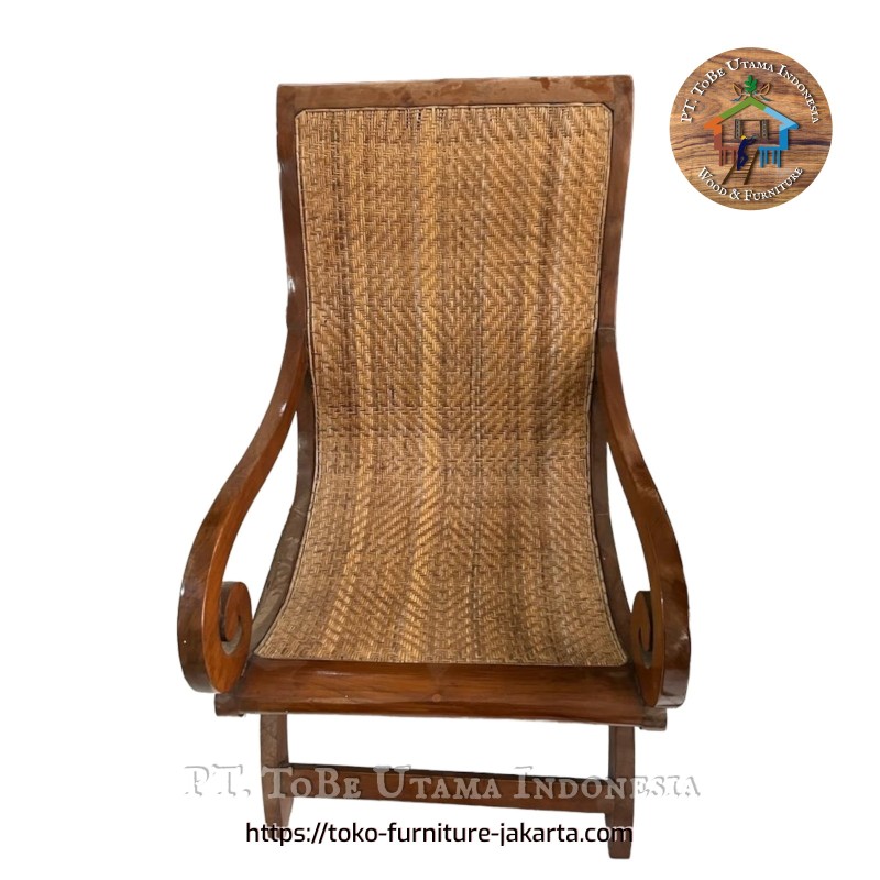 Living Room: Antique Rattan Rocking Chair (image 1 of 1).