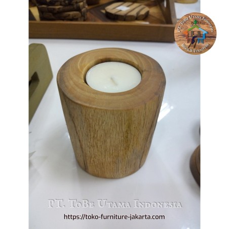 Accessories: Wooden Candle Holder (image 1 of 1).