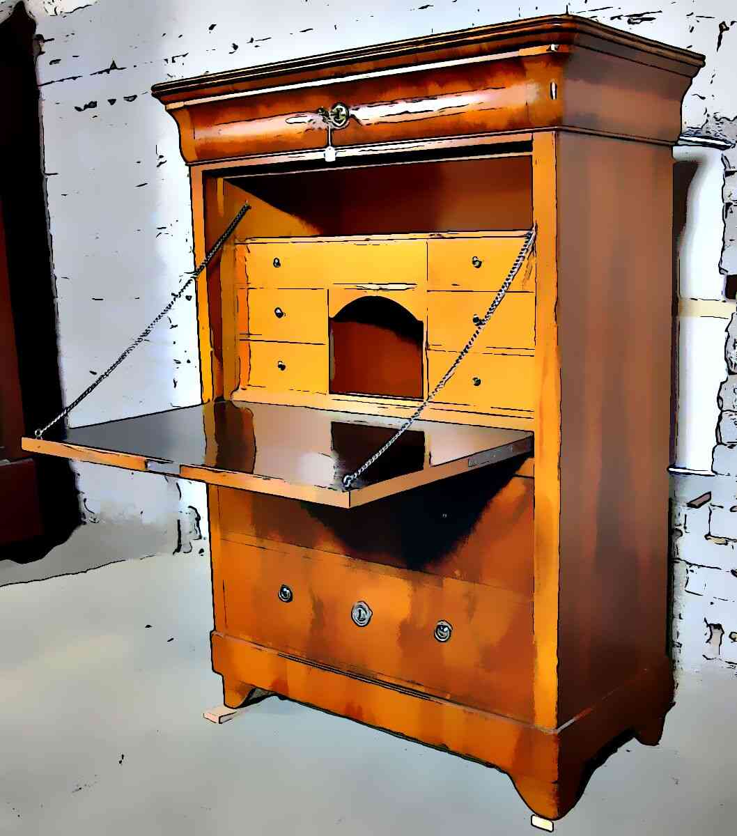 Furniture secretary desk cabinet, also known as escritoires.