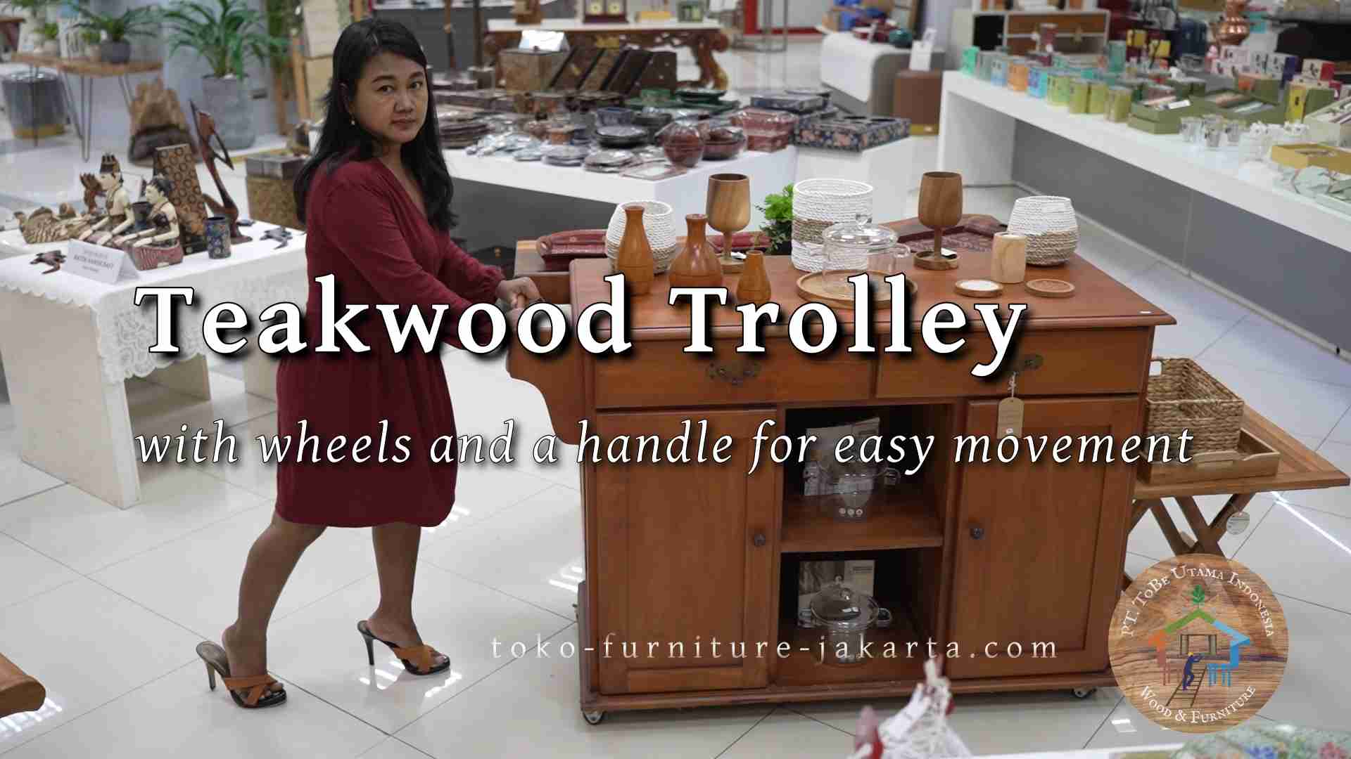 Teakwood Trolley – With Wheels and a Handle for an Easy Movement
