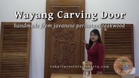 Teakwood Door Wayang Puppet – Traditional Javanese Carving Door