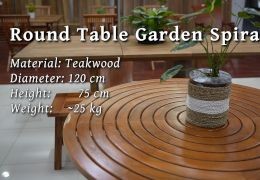Teakwood Round Table "Garden Spiral" (foldable)